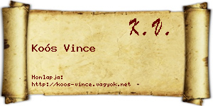 Koós Vince névjegykártya